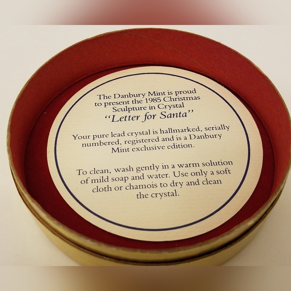The 1985 Danbury Mint Christmas  Sculpture in Crystal Letter for Santa in Box - Picture 4 of 9